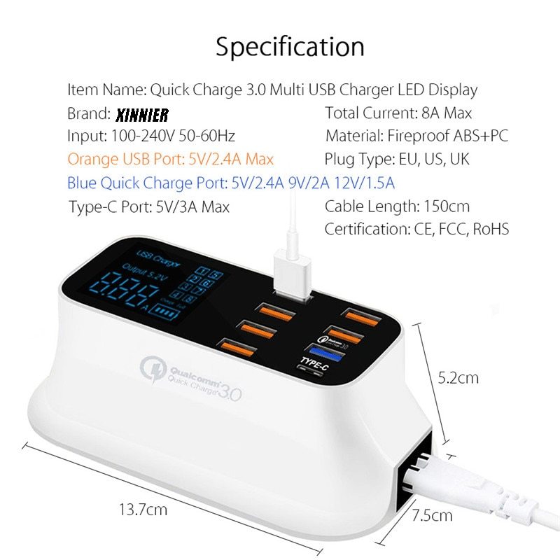 Quick Charge 3.0 Ordinary Smart USB Charger Station