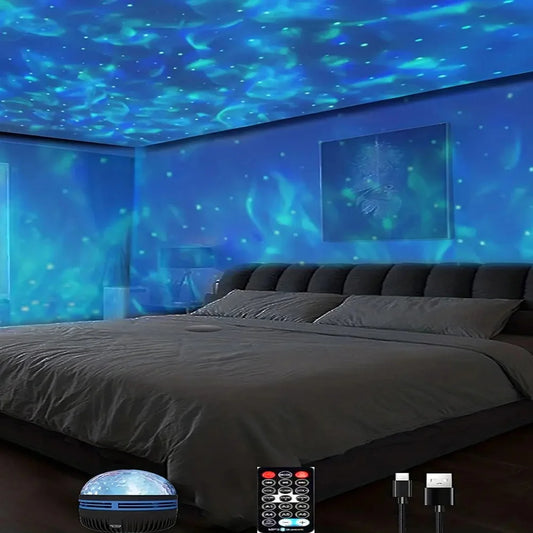 Water Wave & Starry Sky Projector – Dreamy Room Decor & Sleep Aid Night Light