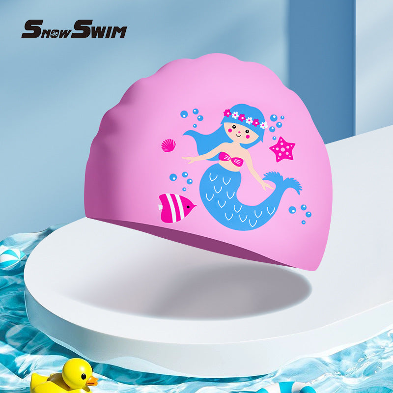 Cute Children's Swimming Cap – Long Hair-Friendly, Waterproof & Comfortable Fit