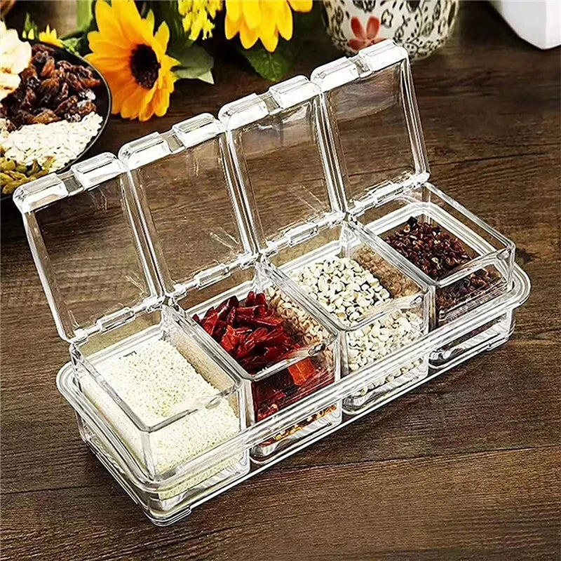 4-Piece Transparent Spice Storage Box Set – Keep Your Kitchen Organized