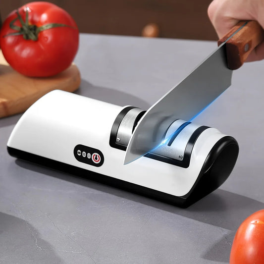 Multifunctional Electric Knife Sharpener – 4-Gear Automatic Sharpening for Kitchen Knives & Scissors