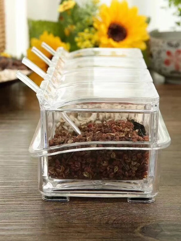 4-Piece Transparent Spice Storage Box Set – Keep Your Kitchen Organized