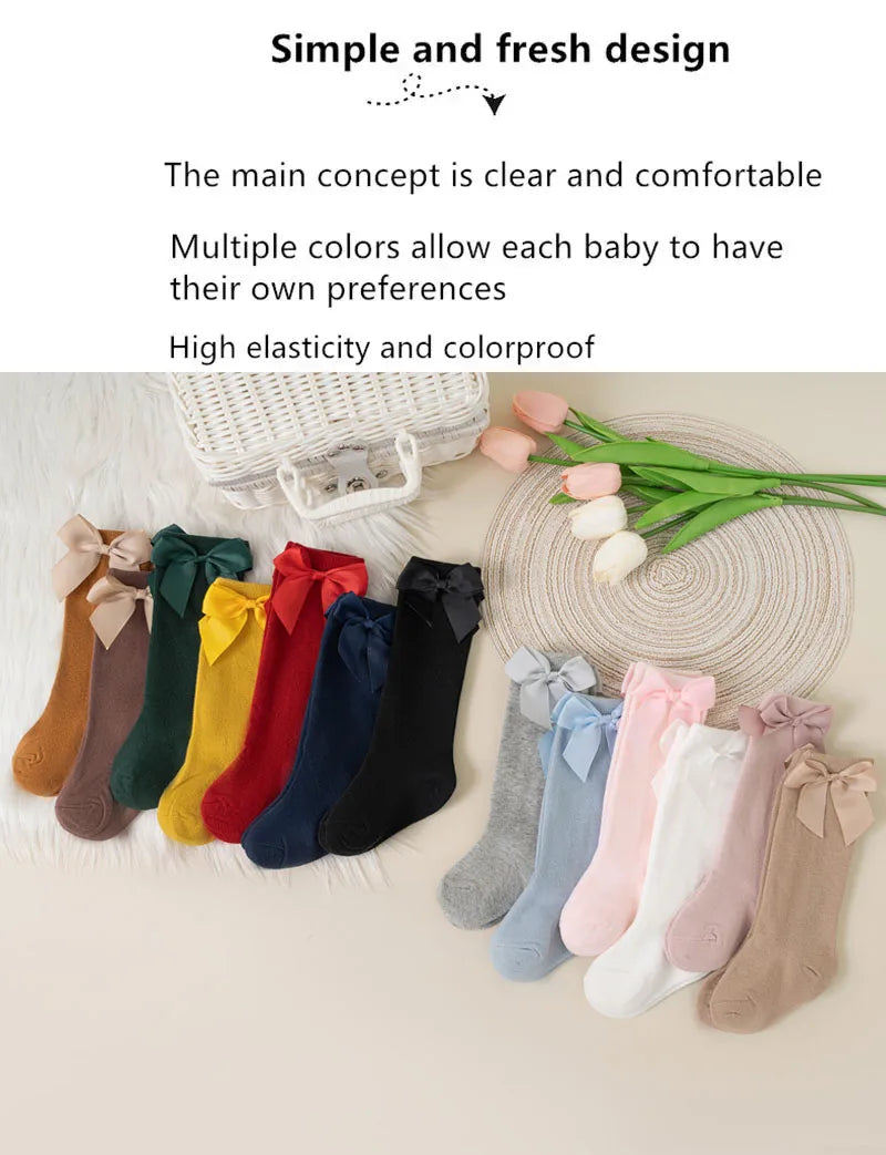 Cute Princess Knee Socks – Soft & Cozy Bow Socks for Baby & Toddler Girls