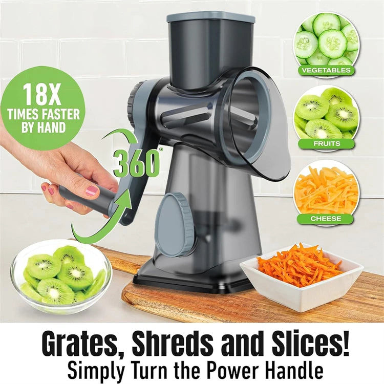 3-in-1 Rotary Cheese Grater – Versatile Manual Vegetable & Nut Shredder