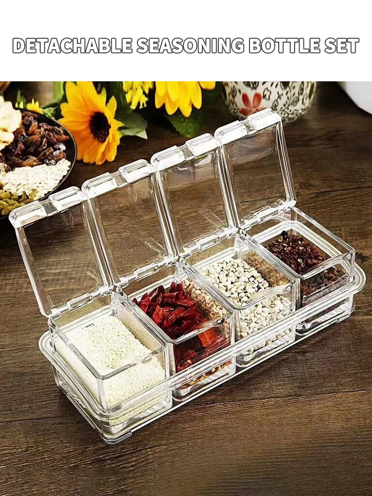 4-Piece Transparent Spice Storage Box Set – Keep Your Kitchen Organized