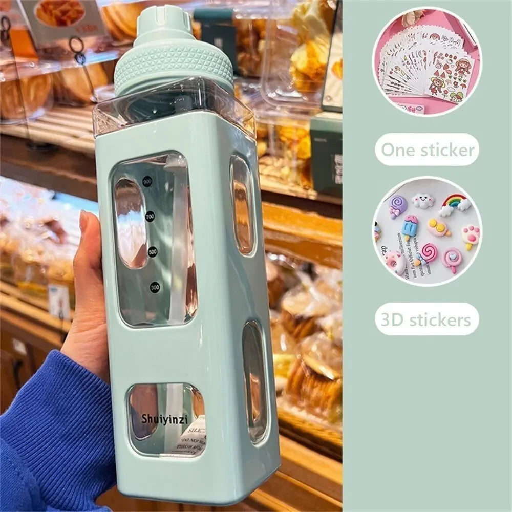 700ml Cute Bear Water Bottle – BPA-Free with Straw & Leak-Proof Design