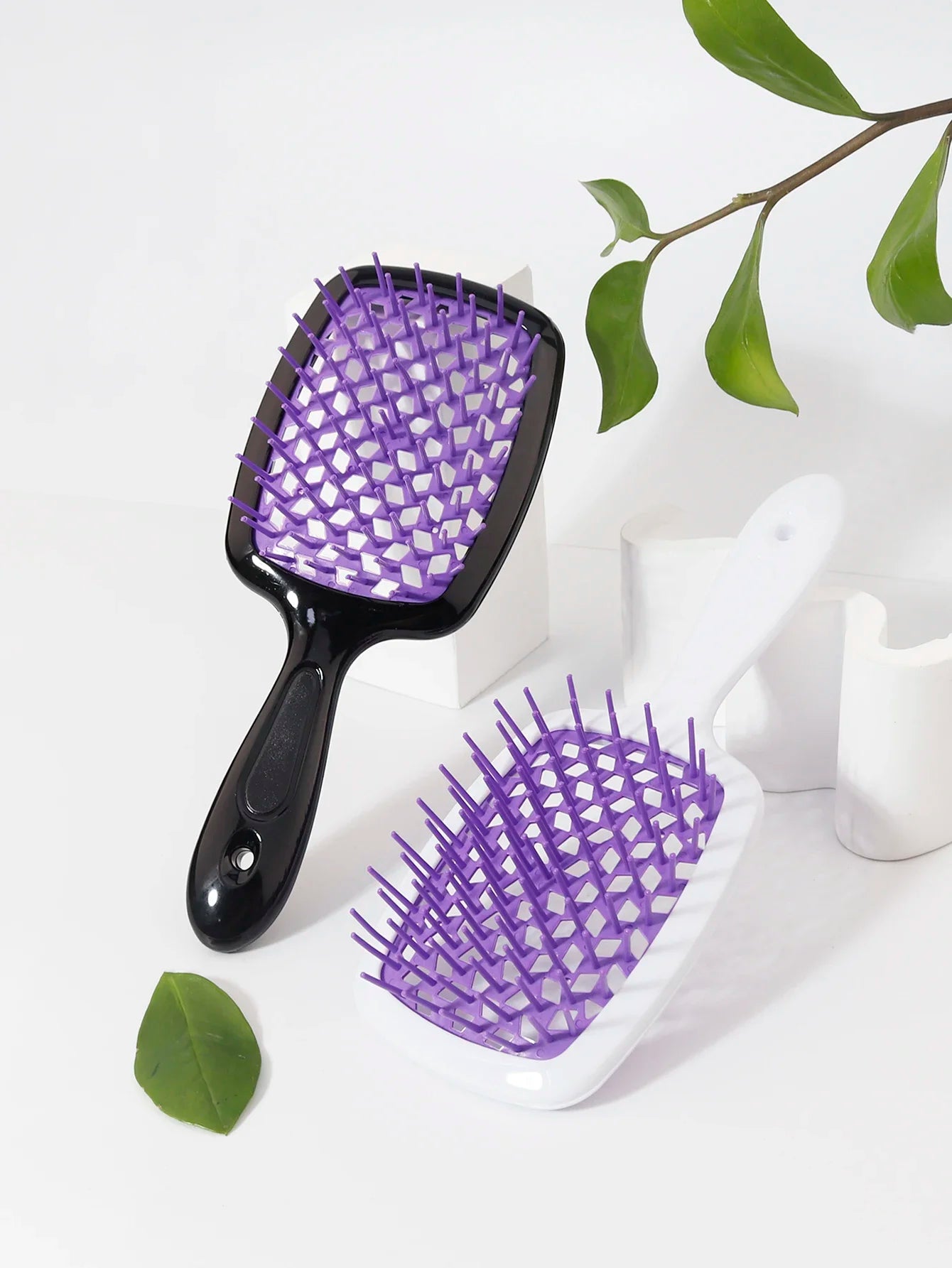 Hollow Hair Brush Set – Scalp Massage & Wet Roll Comb for Fluffy Hair Styling