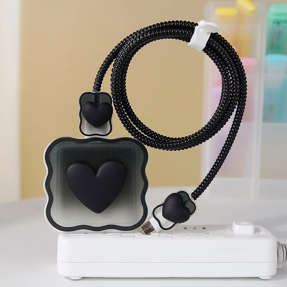 4-in-1 Charger Cable Protector – Love Heart Design Cover for iPhone 15/14/11 & 20W