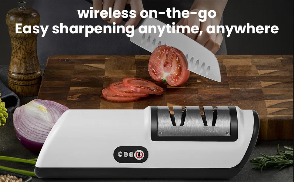 Multifunctional Electric Knife Sharpener – 4-Gear Automatic Sharpening for Kitchen Knives & Scissors