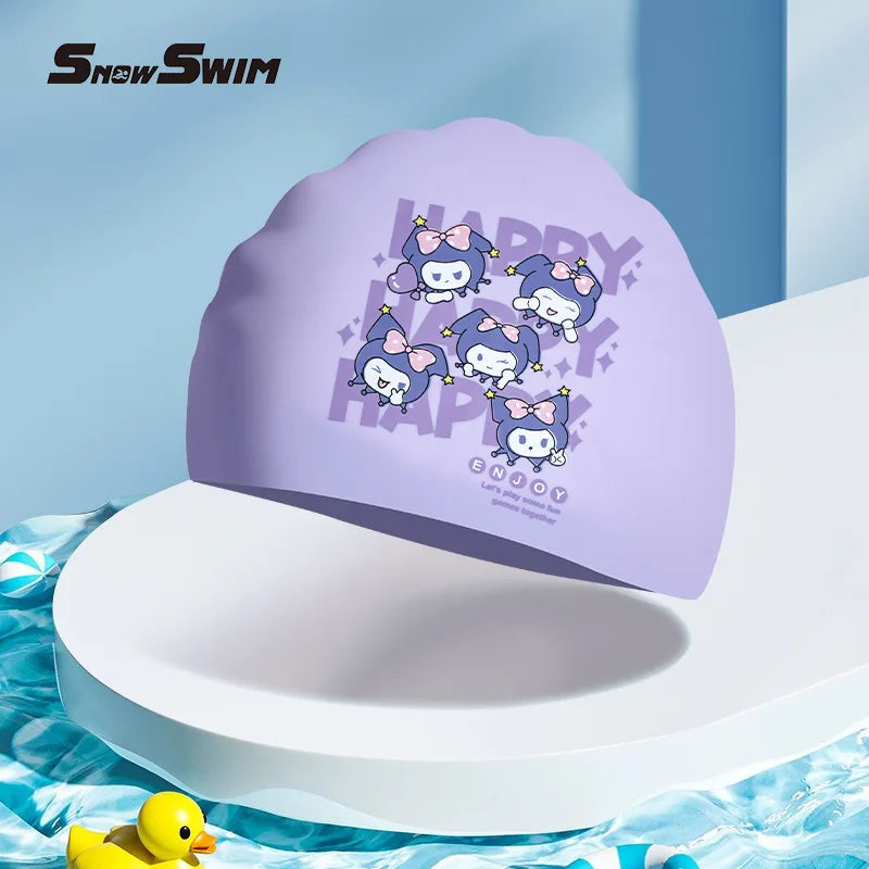 Cute Children's Swimming Cap – Long Hair-Friendly, Waterproof & Comfortable Fit