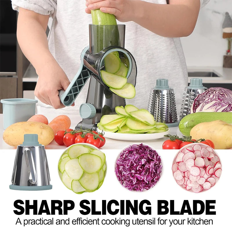 3-in-1 Rotary Cheese Grater – Versatile Manual Vegetable & Nut Shredder