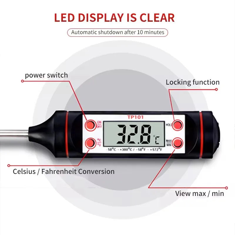 Digital Food Temperature Gauge – Perfect for Cooking, BBQ & Baking