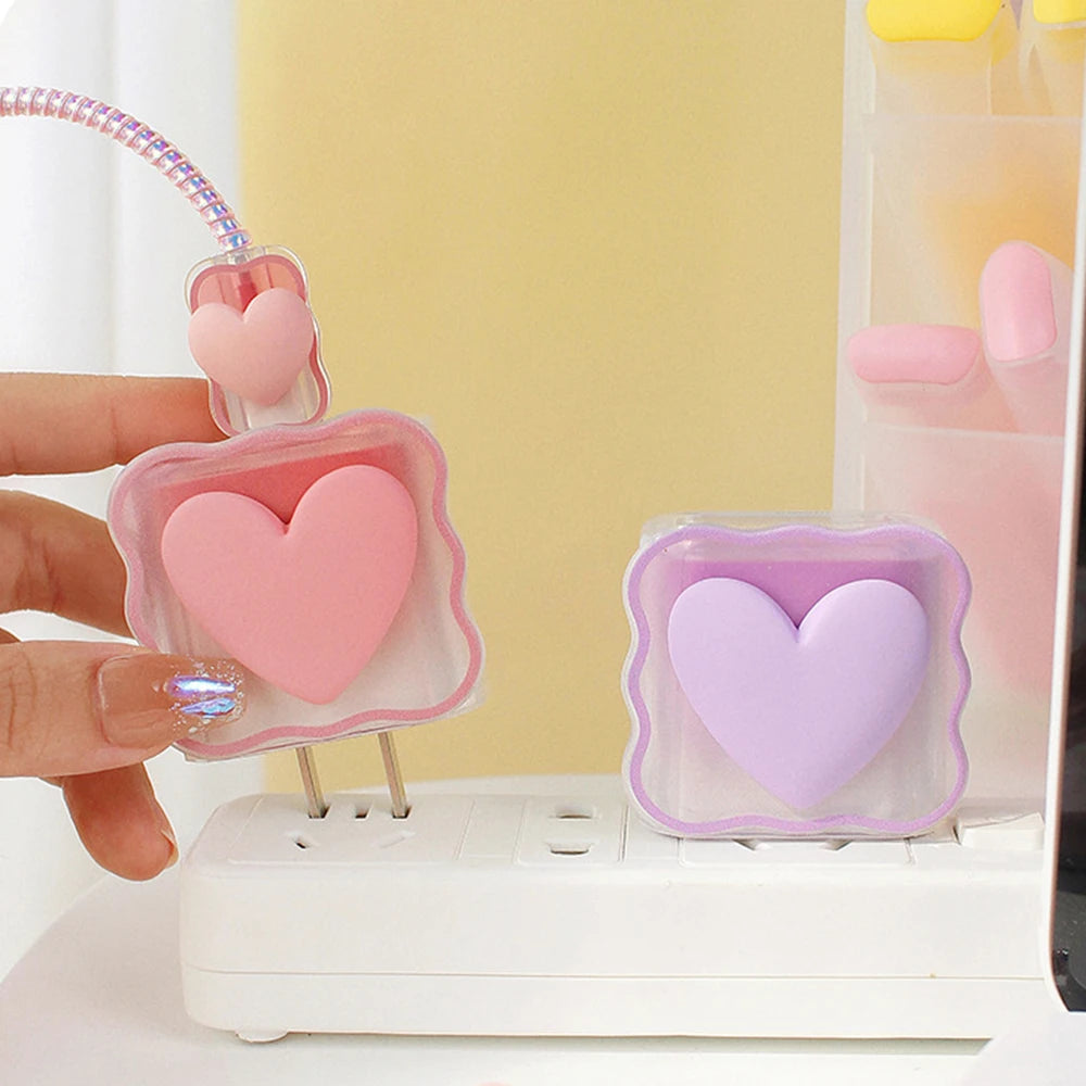 4-in-1 Charger Cable Protector – Love Heart Design Cover for iPhone 15/14/11 & 20W