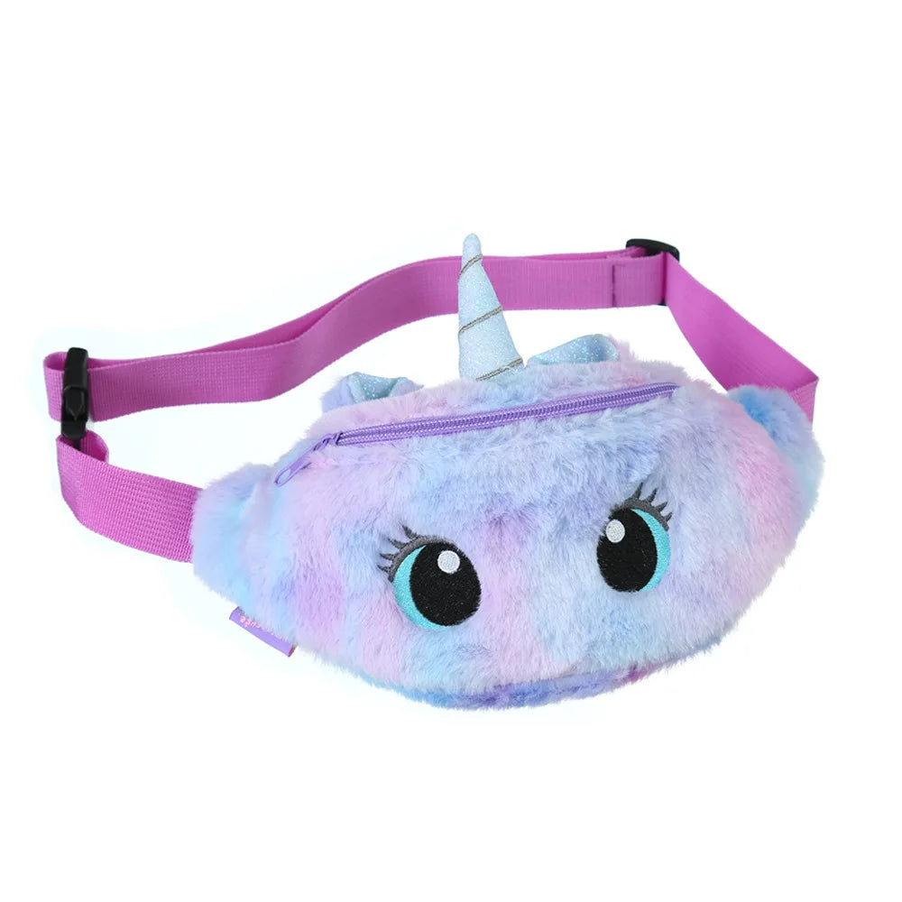 Children's Fanny Pack Cute Unicorn Plush Toys Belt Gradient Color Chest Bag Cartoon Coin Purse Travel Chest Bag Girls Waist Bag