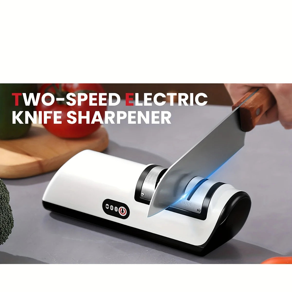 Multifunctional Electric Knife Sharpener – 4-Gear Automatic Sharpening for Kitchen Knives & Scissors