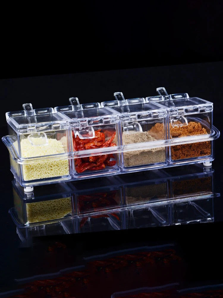 4-Piece Transparent Spice Storage Box Set – Keep Your Kitchen Organized