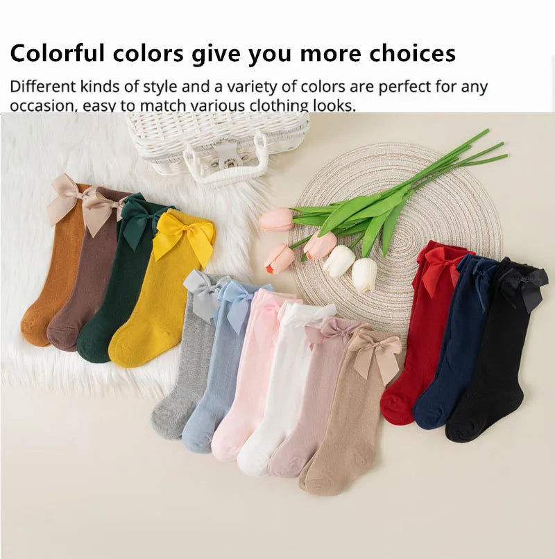 Cute Princess Knee Socks – Soft & Cozy Bow Socks for Baby & Toddler Girls