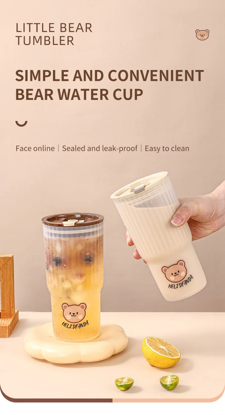 Cute Bear Water Bottle – Large Capacity, Leak-Proof & Travel-Friendly