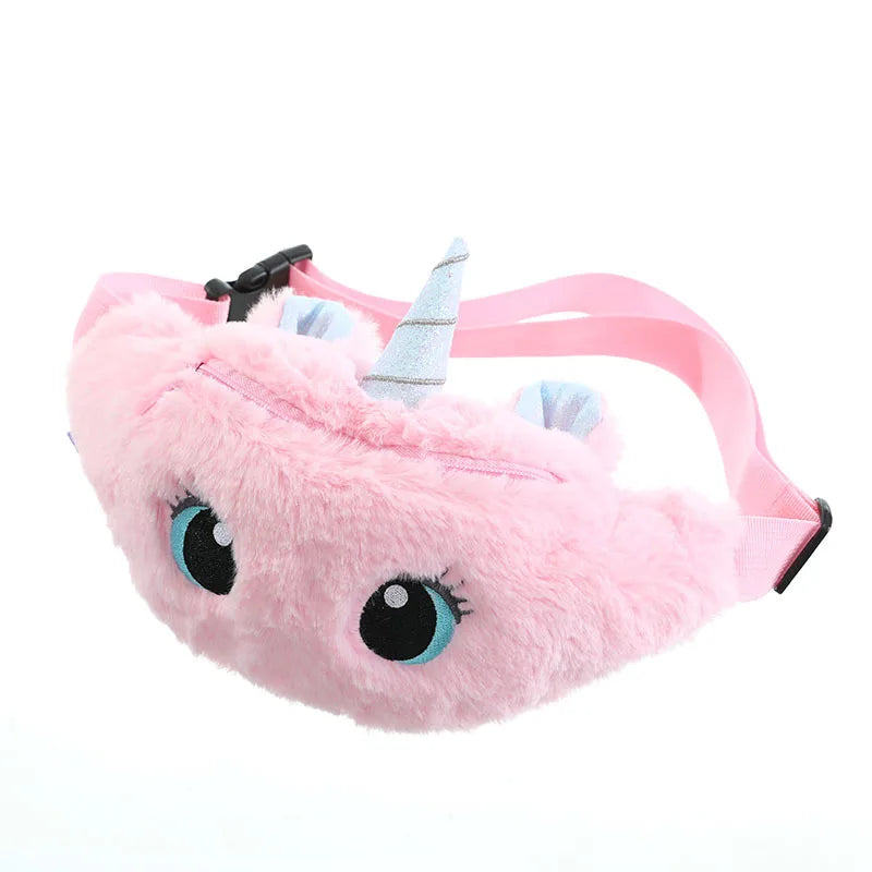 Children's Fanny Pack Cute Unicorn Plush Toys Belt Gradient Color Chest Bag Cartoon Coin Purse Travel Chest Bag Girls Waist Bag