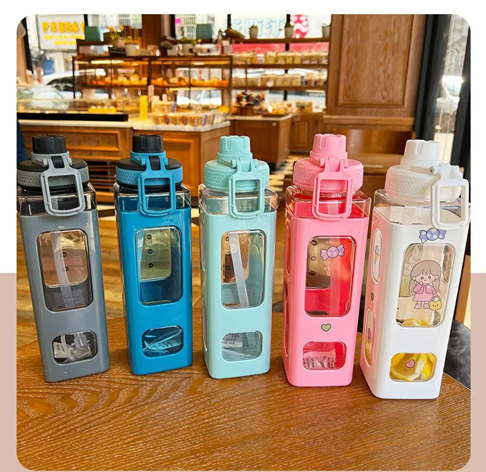 700ml Cute Bear Water Bottle – BPA-Free with Straw & Leak-Proof Design