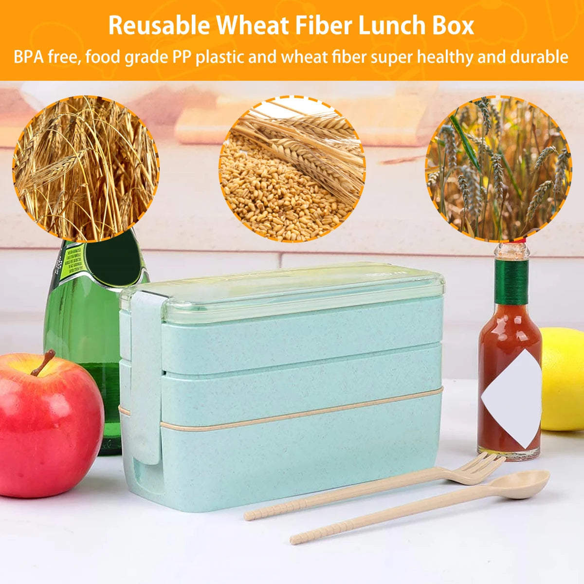 900ml Stackable Bento Lunch Box – Leak-Proof & Portable Food Storage Container