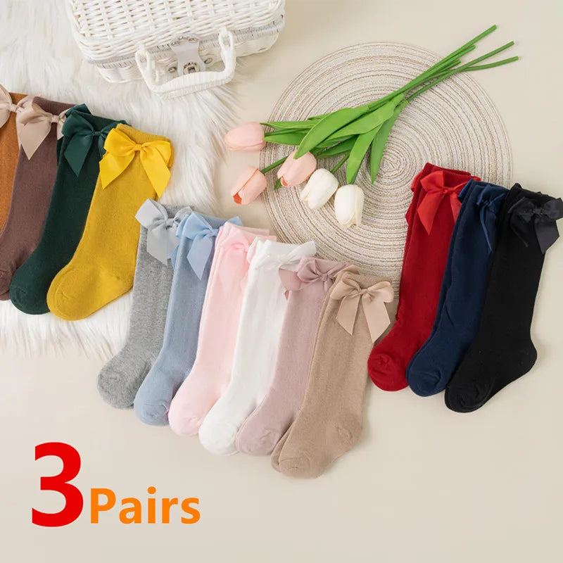 Cute Princess Knee Socks – Soft & Cozy Bow Socks for Baby & Toddler Girls