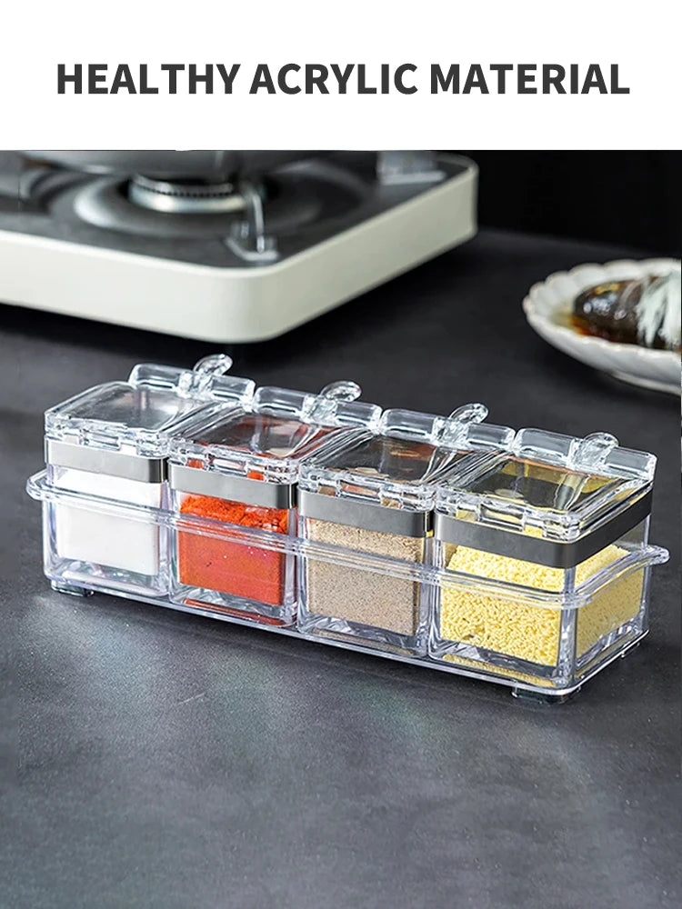 4-Piece Transparent Spice Storage Box Set – Keep Your Kitchen Organized