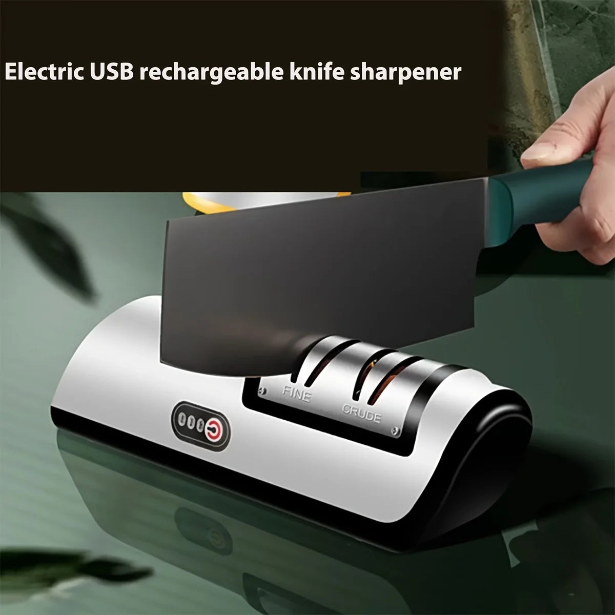 Multifunctional Electric Knife Sharpener – 4-Gear Automatic Sharpening for Kitchen Knives & Scissors