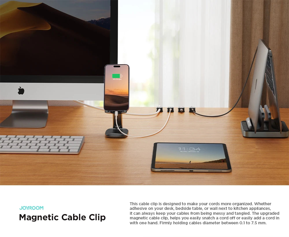 Magnetic Cable Clips – Joyroom Adjustable Cord Holder & Wire Organizer