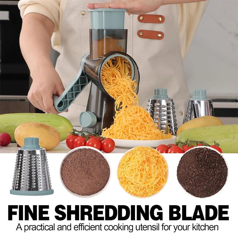 3-in-1 Rotary Cheese Grater – Versatile Manual Vegetable & Nut Shredder