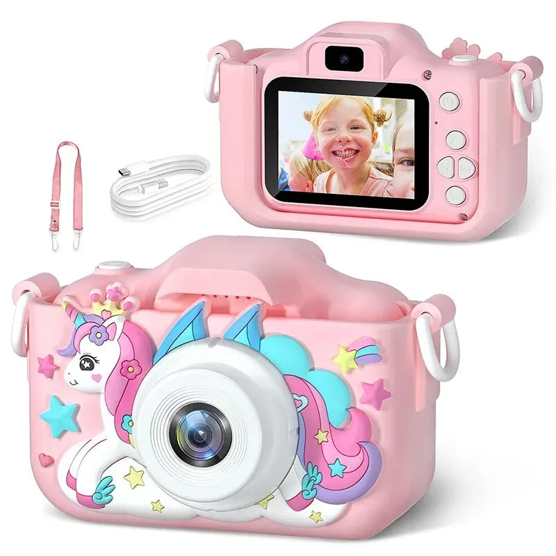 Kids Digital Camera – 1080P HD Rechargeable Toy Camera with Silicone Case, Dual Lens, 8X Zoom & Fun Filters – Perfect Gift for Boys & Girls