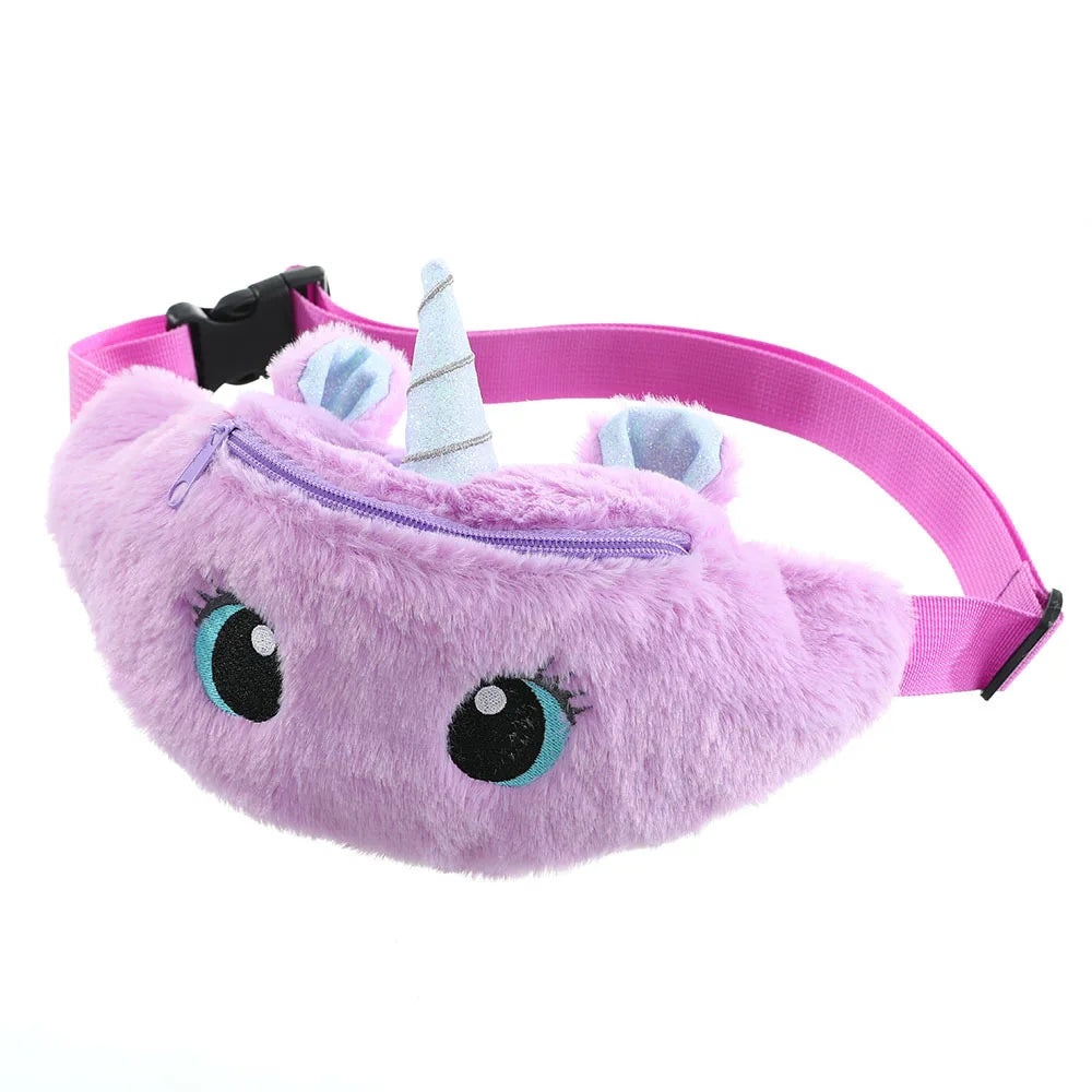 Children's Fanny Pack Cute Unicorn Plush Toys Belt Gradient Color Chest Bag Cartoon Coin Purse Travel Chest Bag Girls Waist Bag