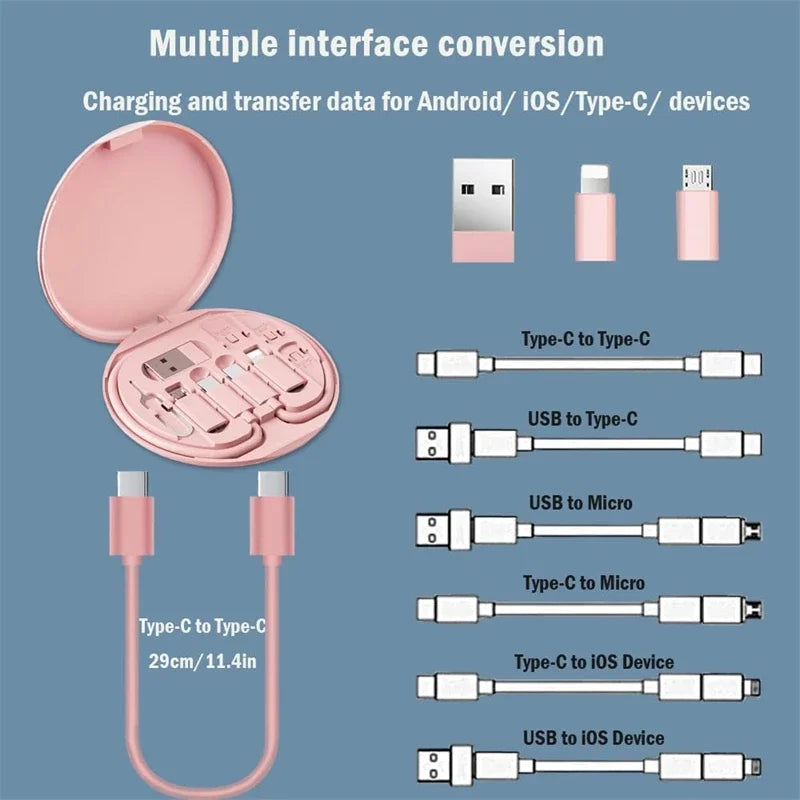 Universal Fast Charging Cable Kit – 60W USB-C to Micro USB & Lightning Adapter