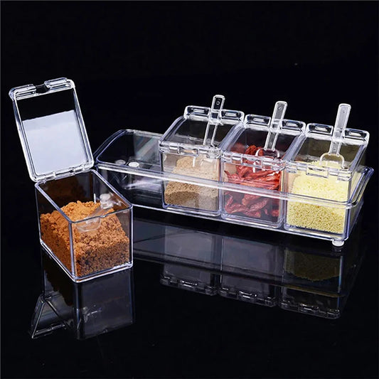 4-Piece Transparent Spice Storage Box Set – Keep Your Kitchen Organized